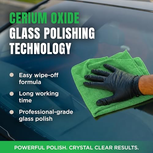 Image of 3D Glass Polish - Cerium-Oxide Based Window Polish, Light & Fine Glass Scratch Remover for Car Windows - Restores Clarity & Removes Wiper Marks, Swirls, Water Spots - 16oz (Pack of 2)