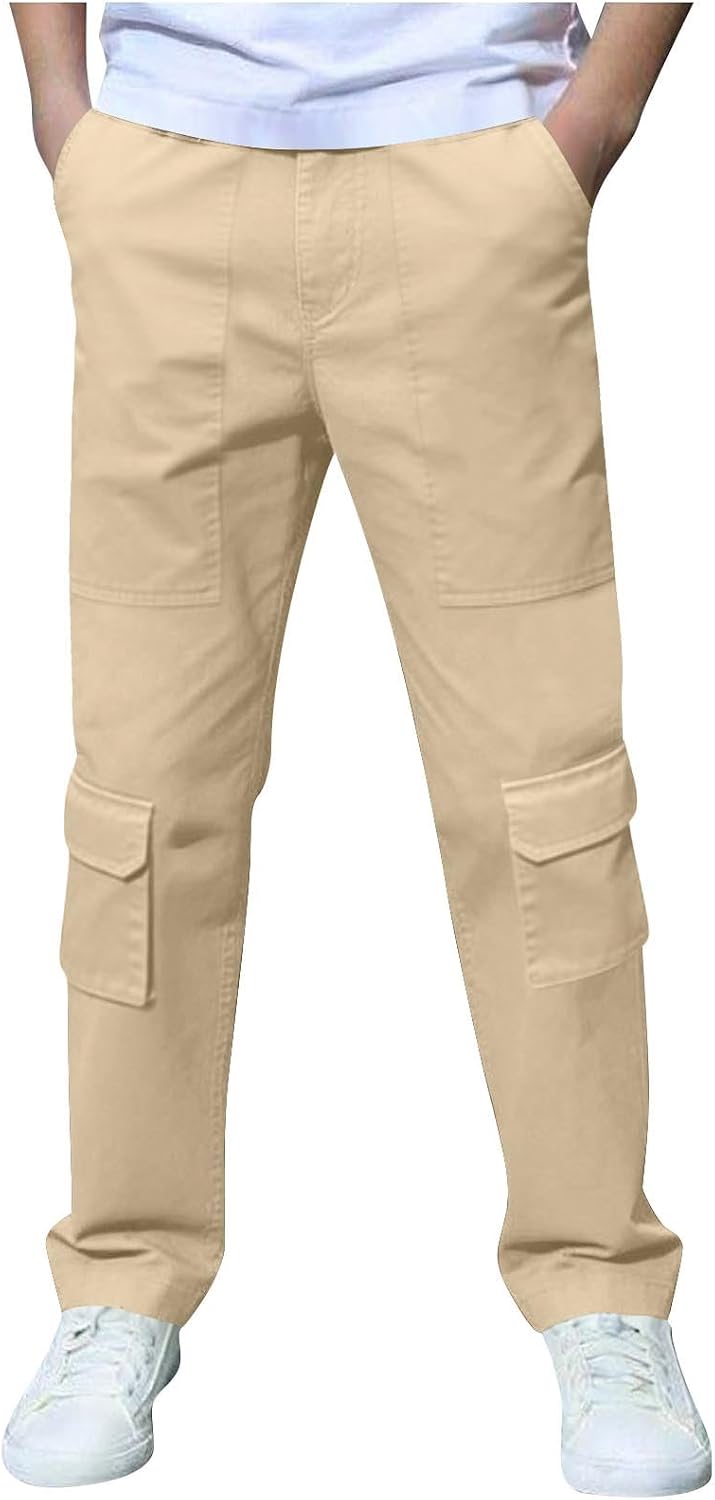 Boys Chino Pants Straight Leg Dress Casual School Uniform Formal Trousers