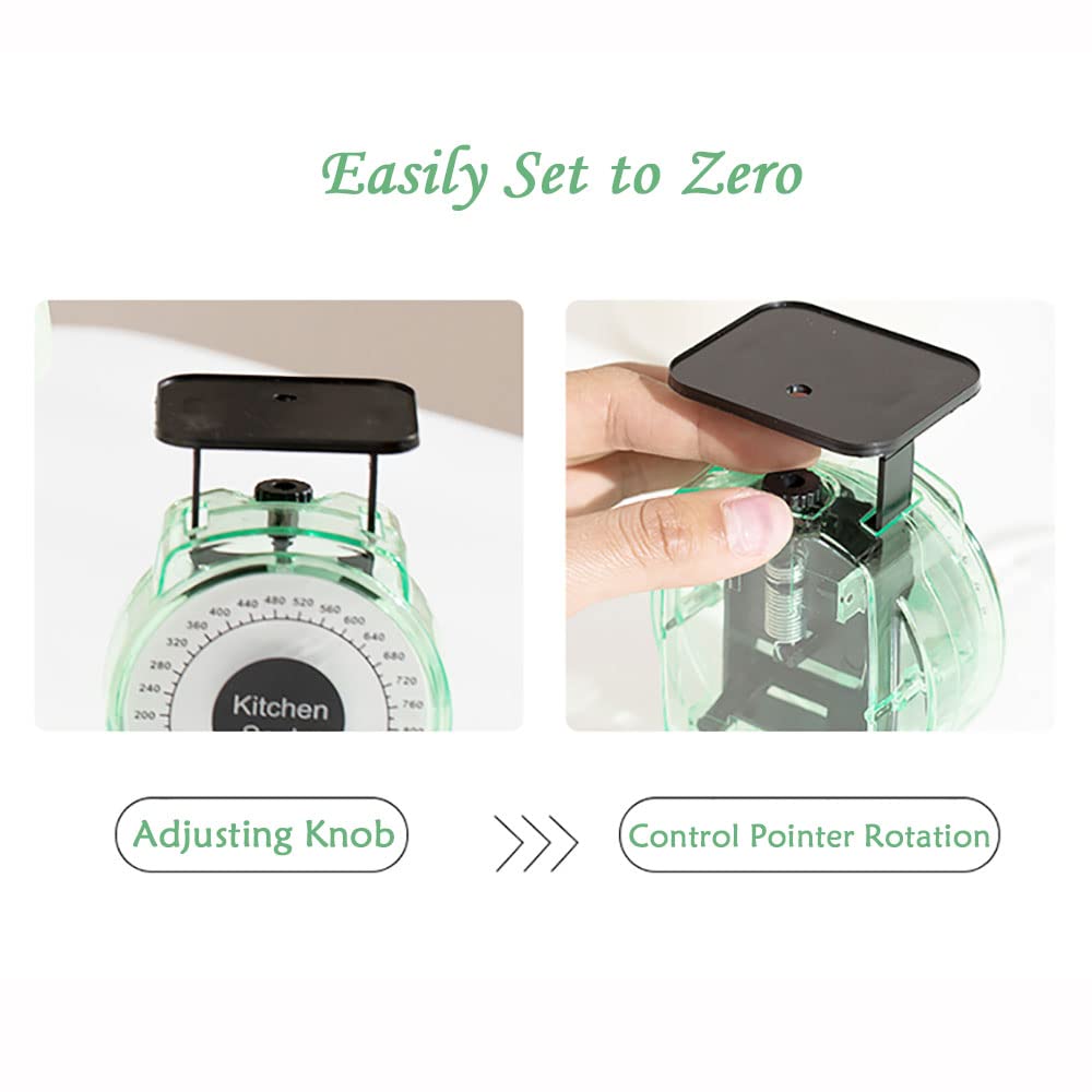 Kitchen Scale Food Baking Mechanical Dial Compact Bowl Cook Bake 1kg Vintage Retro Look Kitchen Food Mechanical Scale Tool Analog Dial Removable Bowl?Color Random?