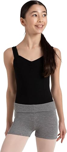 Capezio Boyshort plegable grande para niña, Gris brezo