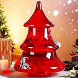 Potchen 2.1 Gallons Glass Christmas Drink Dispenser Extra Large Christmas Tree Beverage Dispenser with Spigot for Summer Xmas Party, Home Bars, Water, Lemonade, Juice
