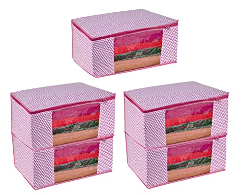 Image of AI ANKIT INTERNATIONAL Saree Cover Bag /Pink Samosa Design Clothes Storage Organizer /Saree Covers For Storage /Pack of 5