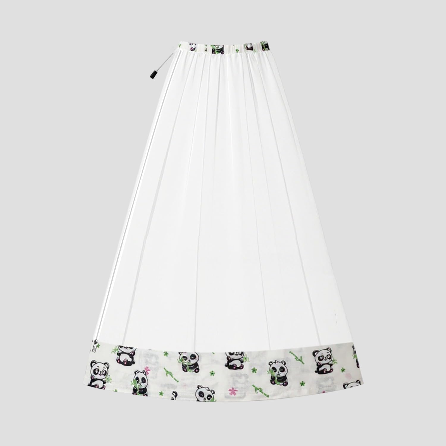 LifeKrafts Mosquito Net for Baby Swing/Jhula | Cradle Net with Side Zip Opening | Lightweight Polyester Mesh Fits Indian-Style Hanging Cradle | White with Panda Print Border