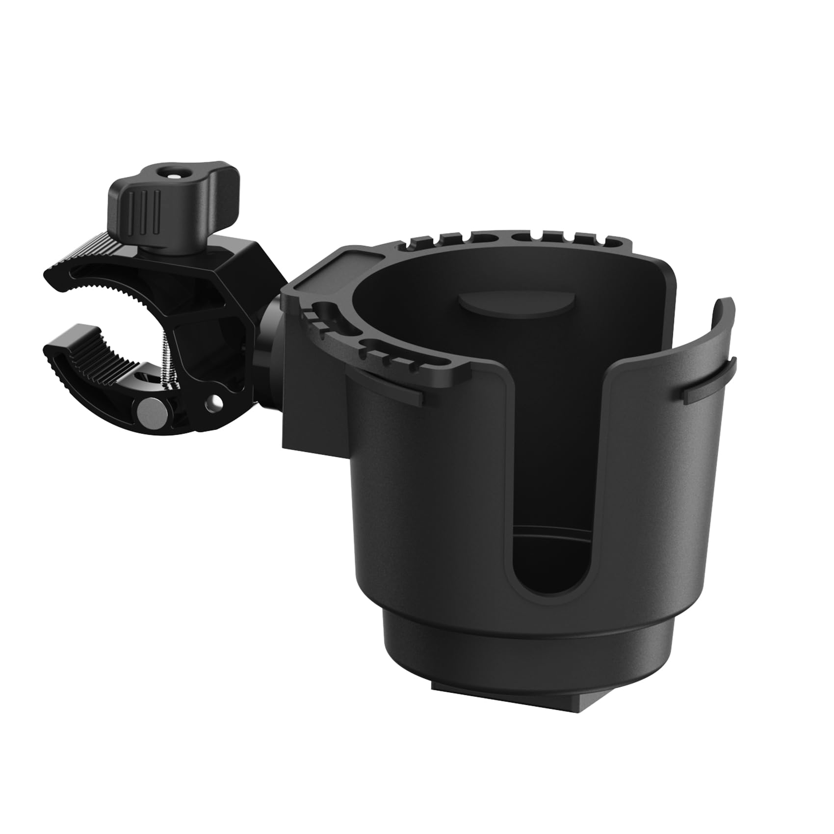 Portavasos con abrazadera de aluminio de 0,6 x 1,5 pulgadas para ATV, motocicleta, bicicleta, silla de ruedas, carrito de golf, se adapta a botellas con un diámetro máximo de 3,38 pulgadas.