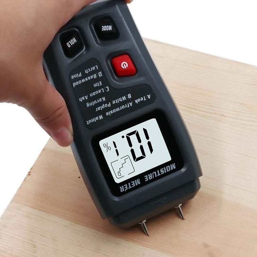 JJJ Miernik wilgotności drewna, cyfrowy tester wilgotności drewna z wyświetlaczem LCD, urządzenie pomiarowe