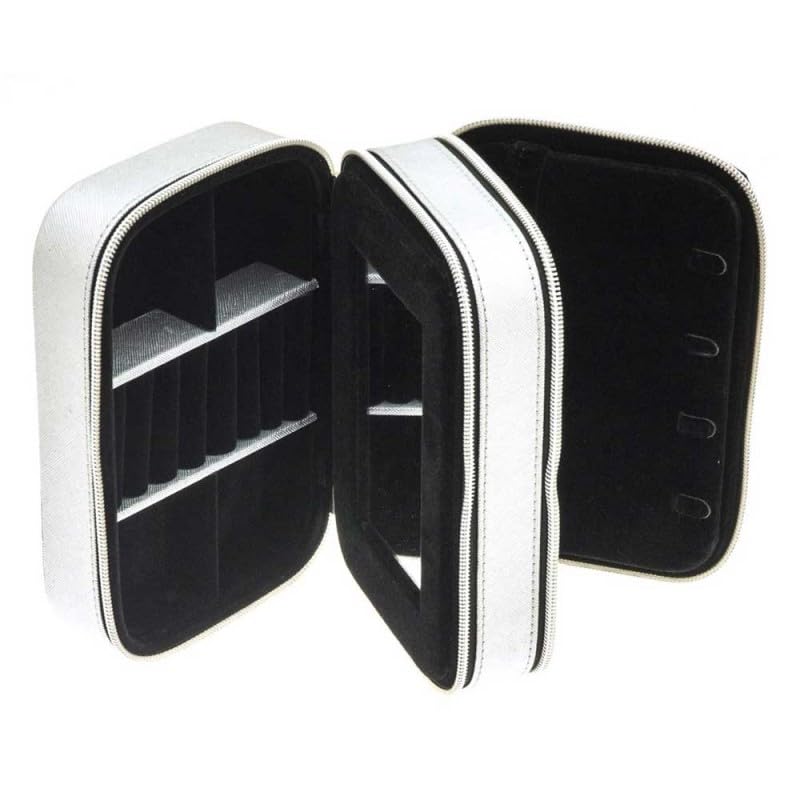 Davidts Zip'n go - Joyero doble con cremallera (18 x 12 x 8 cm), color plateado, plata, 18 x 12 x 8 cm, Joyero