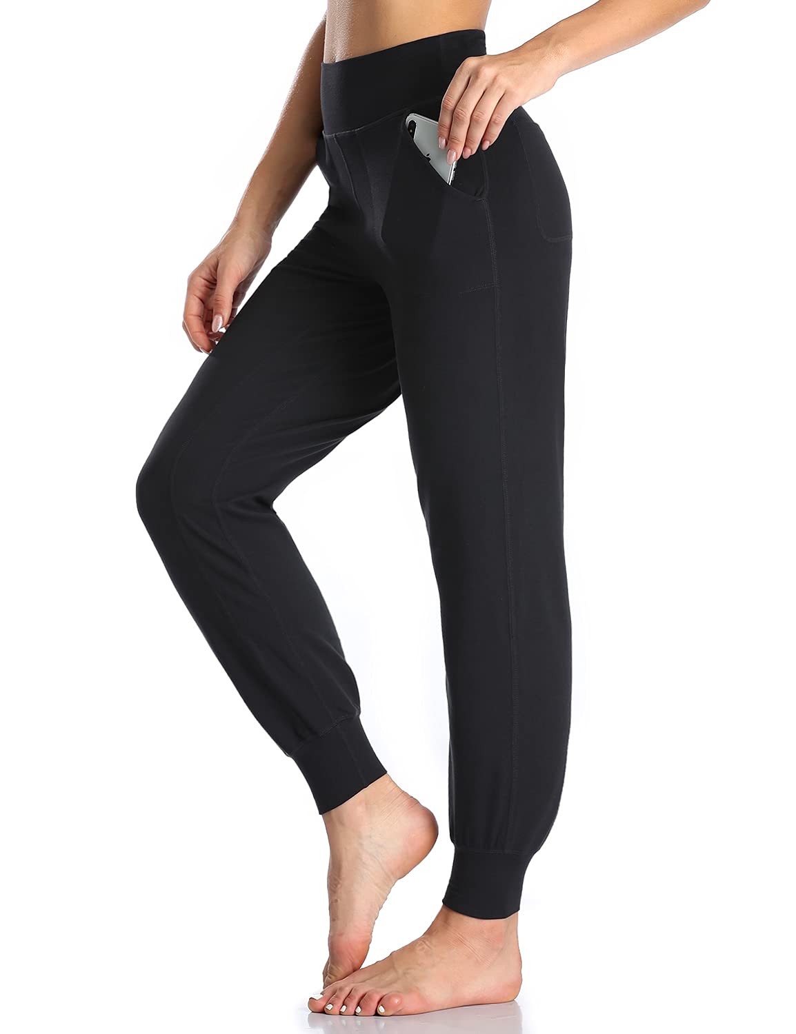 MOVE BEYOND Donna Pantaloni e Pinocchietti Jogger con 4 Tasche, a Vita Alta Pantaloni Sportivi Allenamento con Polsino