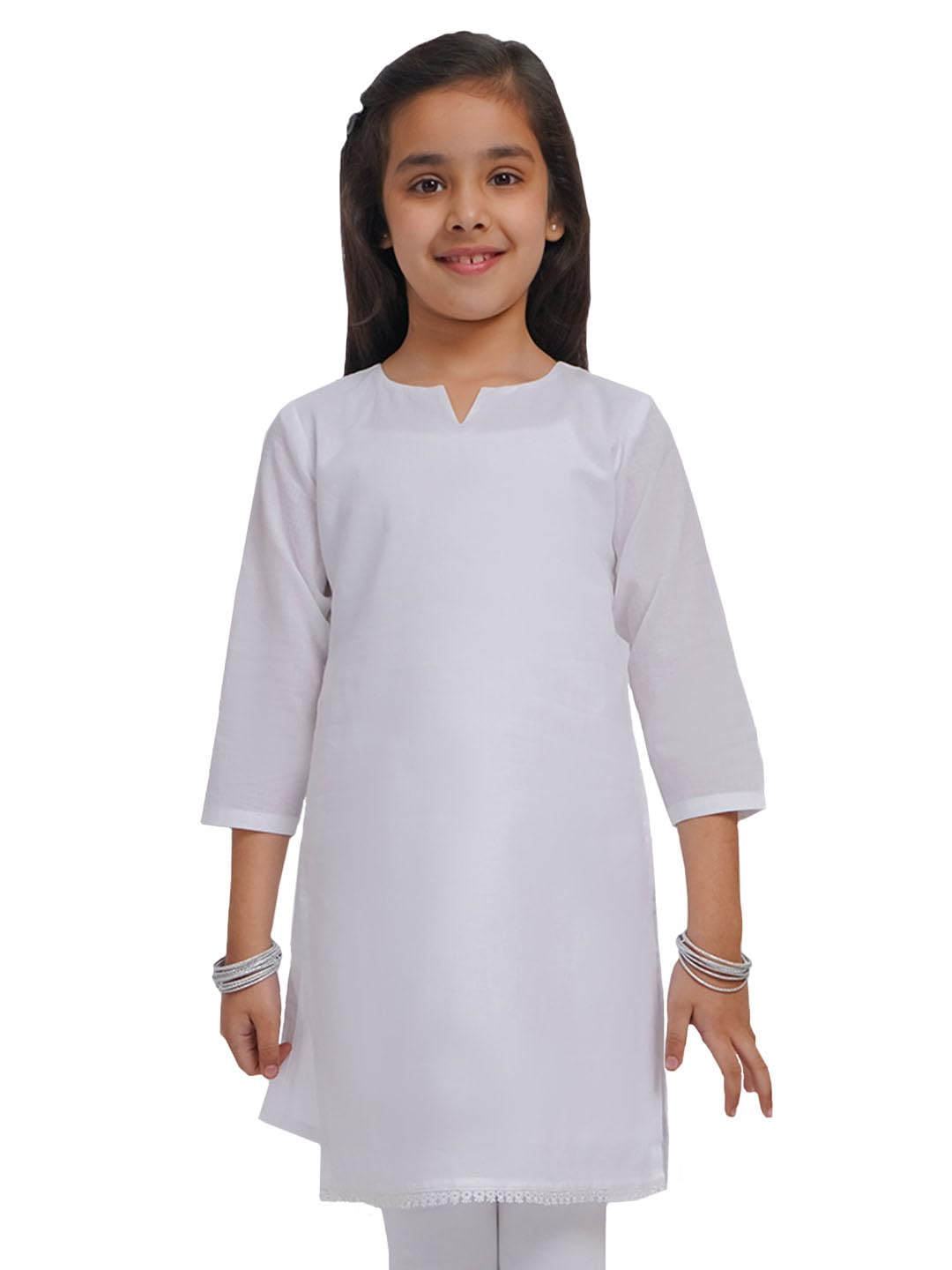 VASTRAMAY Girls Cotton Cambric Kurta – Elegant Knee-Length Ethnic Outfit for Girls, Festive Traditional Outfit for Festive Celebration & Party Outfit