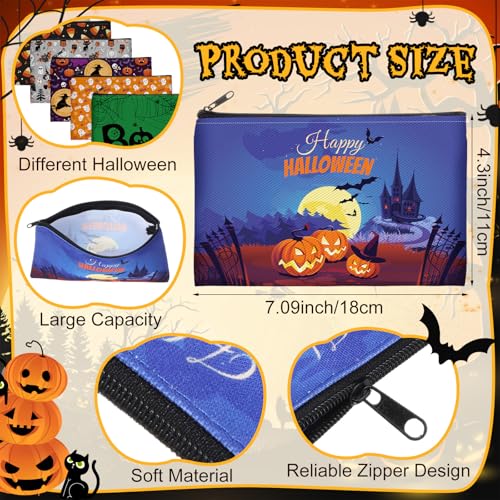 Abbylike 40 Pcs Halloween Makeup Bags Bulk, Zipper Cosmetic Pouches with Pumpkin Ghost Bat Witch Patterns Spooky Goodie Bags Gift for Women Party Gift Favors Travel Toiletry Storage2