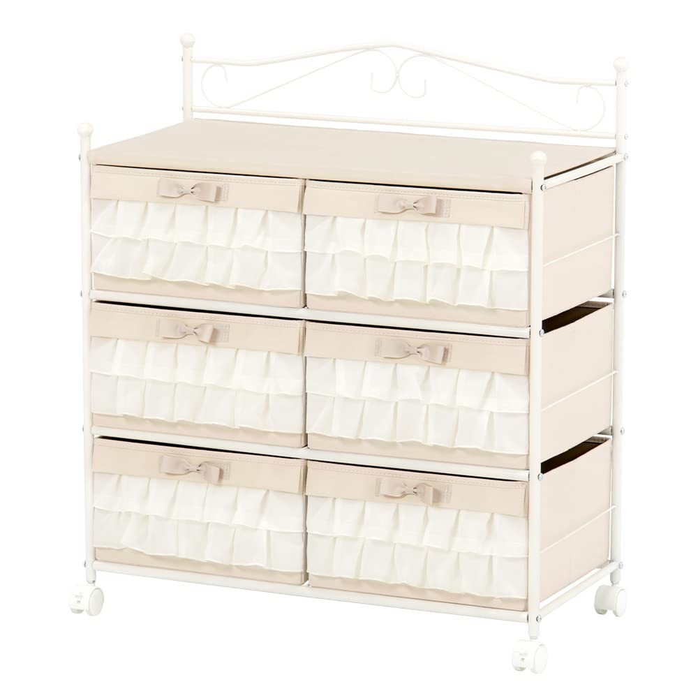 Amazon｜フリル チェスト 引出し 3段 6杯 キャスター付き｜チェスト