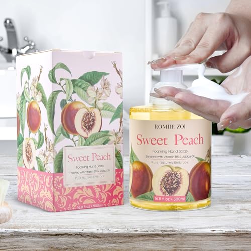 Image of ROMIIE ZOI Foaming Hand Soap, Sweet Peach, 500ml / 16.8fl.oz | With Gift Box, Gentle cleansing, nourishes skin without drying
