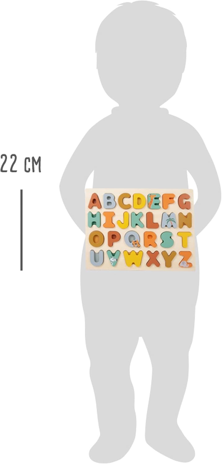 Wooden Alphabet Puzzle (Safari Theme) by Small Foot – Toddlers Learn ABCs While Developing Fine Motor Skills – Classic 27 Piece Educational Memory Game – Ages 24+ Months