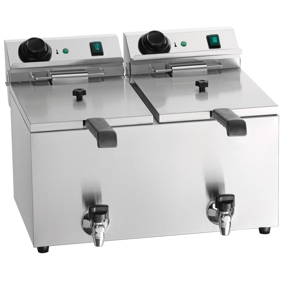 MBH - Freidora profesional doble de 18 Litros. Freidora eléctrica con control digital para hostelería