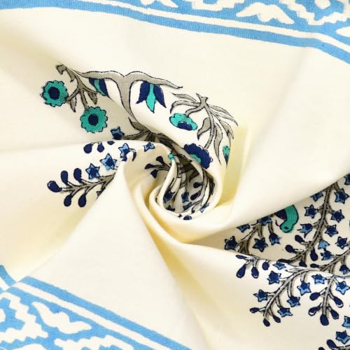 Image of BLOCKS OF INDIA Hand Block Printed Cotton Table Runner, Mat and Napkin Set for Center /Dining Table