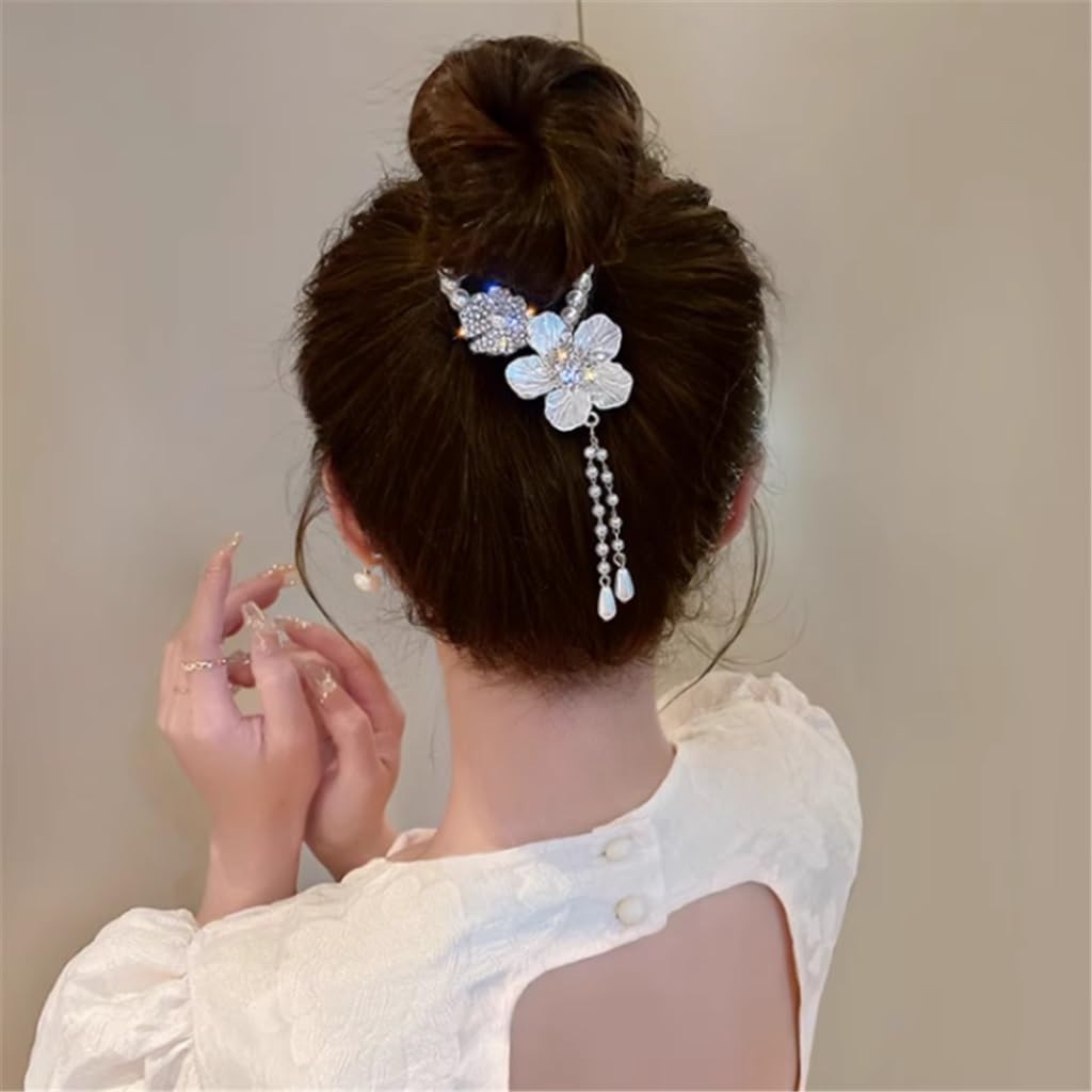 JFDBGU Fiore del tè Conchiglia Nappa di Cavallo Bottone Fermaglio for Capelli Perla Strass Versione Coreana Fermaglio for Capelli Piastra Testa Pillola Copricapo for Capelli