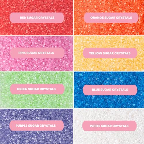 Image of Sweets Indeed Rainbow Sanding Sugar 8-Pack Set - Red Pink Orange Yellow White Green Blue and Purple Decorating Sugar Crystals for Baking & Decorating Cupcakes, Cookies, Cakes & Desserts - 9.02 ounces