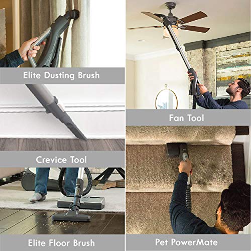 Image of Kenmore Elite 21814 Pet Friendly CrossOver Lightweight Bagged HEPA Canister Vacuum with Pet PowerMate, Extended Telescoping Wand, Retractable Cord, 2 Floor Nozzles, and 4 Cleaning Tools-Silver /Gray