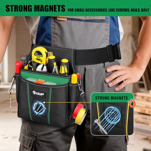 Image of UUP Tool Belt for Men, 10 Pockets Magnetic Tool Pouch Heavy Duty Toolbelt