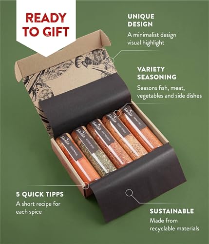 Image of TIMBER TASTE Grilling Spices Gift Set - 5 handcrafted BBQ Seasonings, Premium Dry Rubs & Artisan Spice Mixes with Spatula | fathers day gift | food gifts for men | grill & smoke BBQ flavors