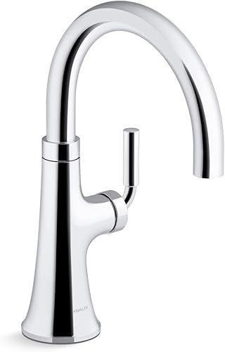 Vista 121 de KOHLER 23765-CBL Tone - Grifo de cocina semiprofesional, negro mate/cromo pulido