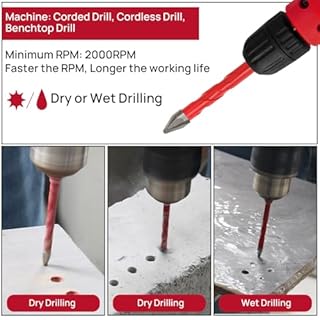 FOCSTOL Set Punte Trapano a Secco - Set Punte in Carburo con con Codolo Esagonale a Cambio Rapido per Legno Plastica Ceramica Piastrelle Materiale Morbido 10 pezzi (5mm*2+6mm*4+8mm*2+10mm+12mm)