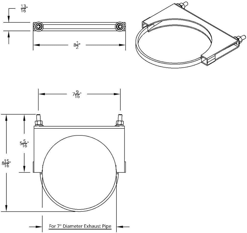 7" Polished Stainless-steel U-bolt Exhaust Clamp, Road-Ready Upgrade, Premium Upgrade