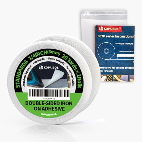 kepaibos double sided iron on hem tape with backing easy-iron washable fusible no sew tape for fabric standard 14 inch wide x 20 yards x 2 rolls