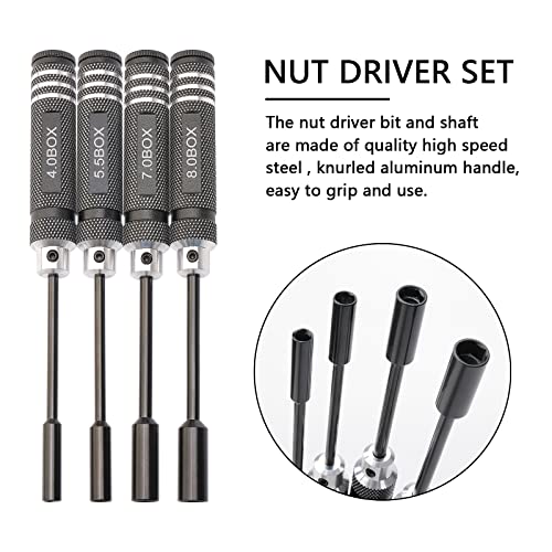 Rowiz 4PCS RC Repair Tools Nut Drivers 4.0 5.5 7.0 8.0mm Hex Screwdriver Set for RC Models Car Boat Airplane