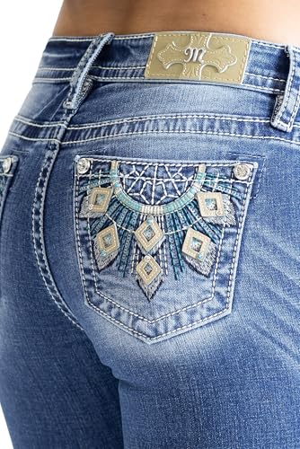 Miss Me Women's Diamond Dreamcatcher Applique Mid-Rise Bootcut Jeans4