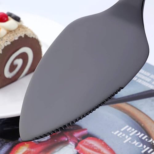 Miniatura 3 de Buyer Star Juego de palas para tartas, espátula de acero inoxidable 304, herramienta para hornear, para tarta, pizza, queso (negro) Negro -,Púrpura