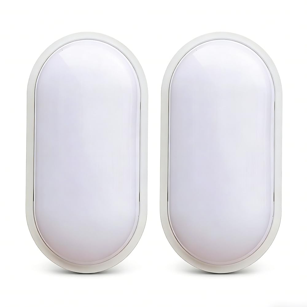 Plafonnier LED Ovale Applique Murale Intérieur, Extérieur IP54 Étanche, 20W 2000LM 4000K Blanc Neutre, Luminaire pour Salle de Bain, Garage, Couloir, Cave, Jardin 2 Pièces