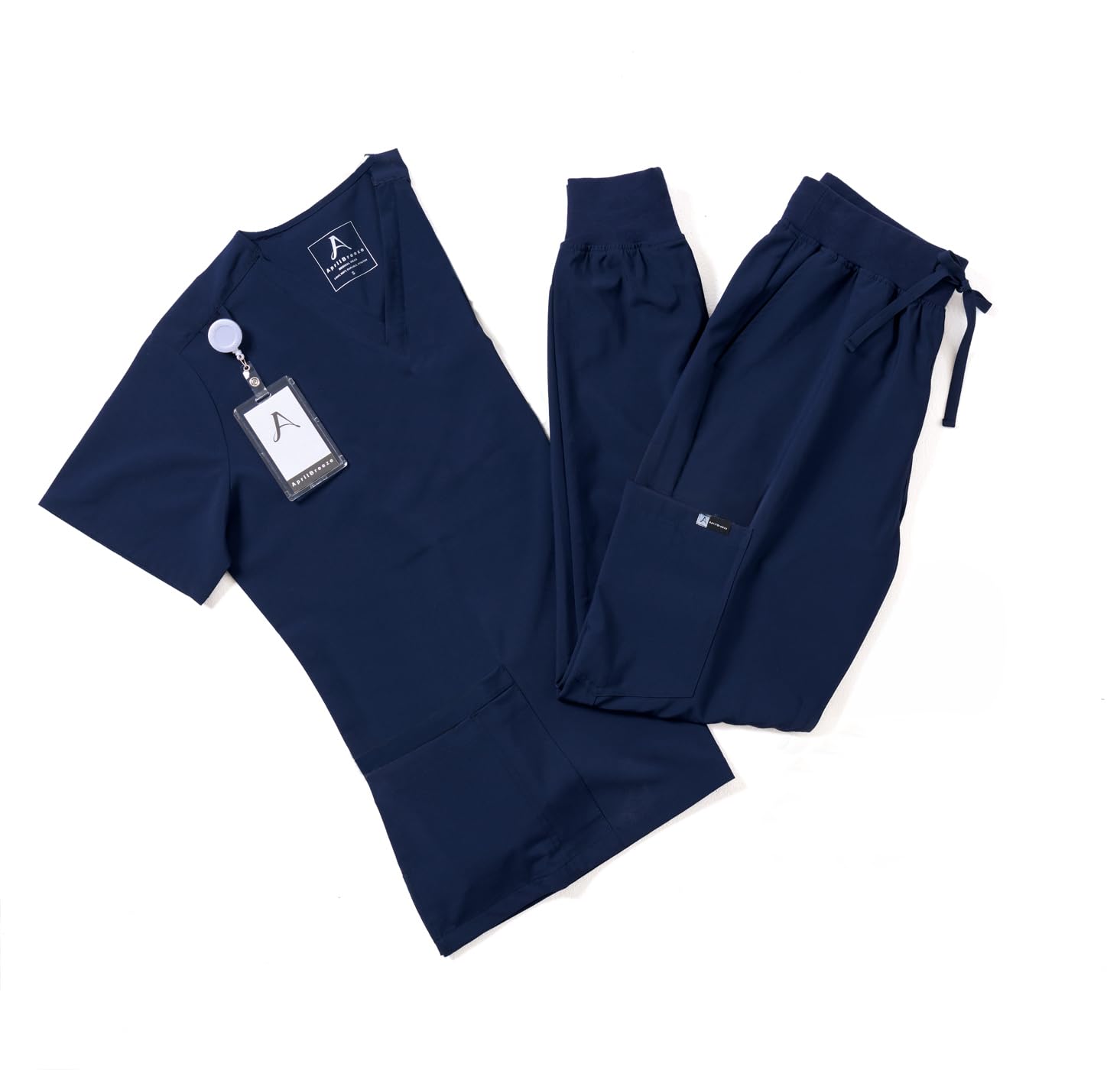 Scrubs for Women Set Jogger Style Moisture Wicking 4-Way Stretch V-Neck Top Pants with 9 Large Pockets
