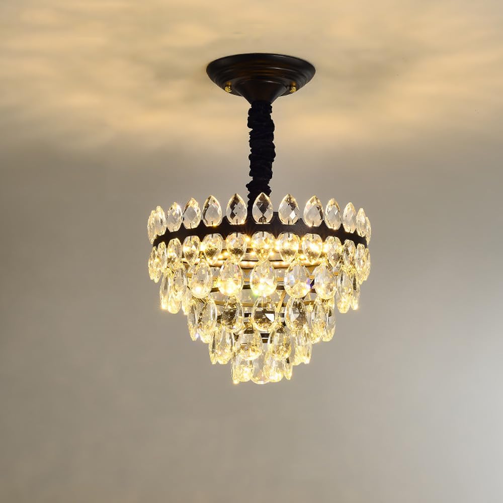 Lustre moderne à LED en cristal de qualité supérieure et métal doré