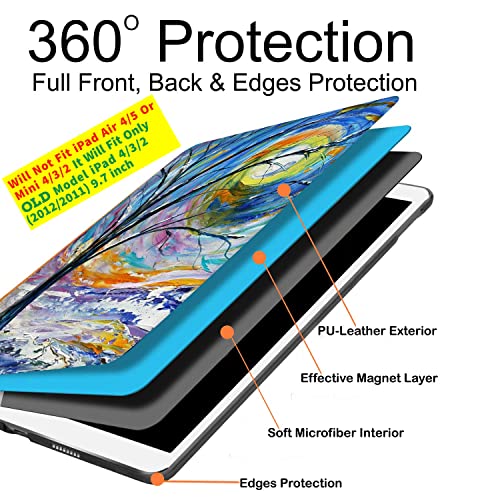 Image of DuraSafe Cases for iPad 2nd 2011 3rd 4th Gen 2012-9.7 [iPad 4 iPad 3 iPad 2 Old Model ] A1458 A1416 A1395 MC705HN /A MD328HN /A Ultra Slim Printed Smart PU Leather Flip Folio Book Cover - Color Emblem