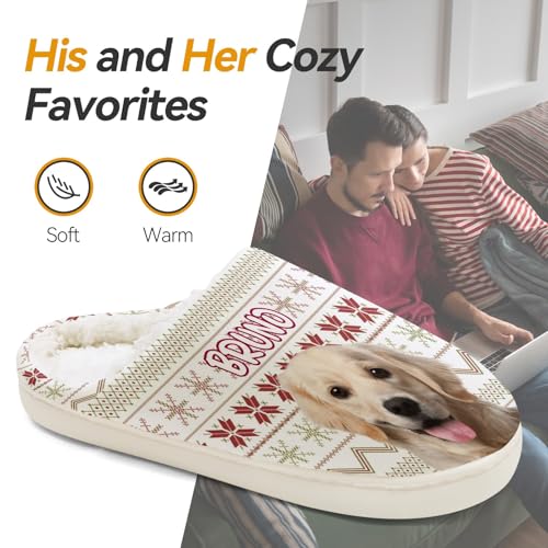 Personalized Slippers, Custom Non-slip Indoor Shoes with Pet Face and Name, for Christmas Pet Owners, Dog Mom Dad2