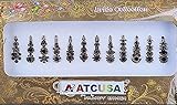 12 Black long Crystal Bindi Bridal face Jewels Forehead Tika Indian Bindis for women bindi Indian...