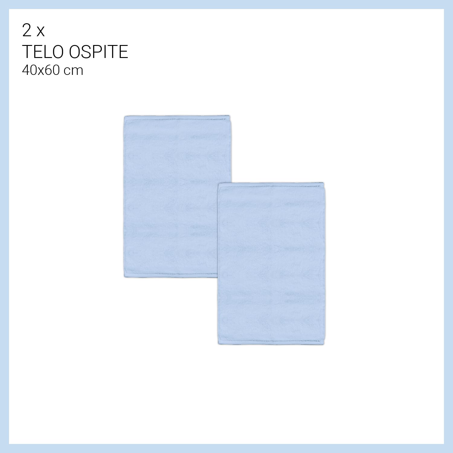 Banzaii 2 Salviette in Morbida Spugna 60 x 40 cm, 100% Cotone di Alta Qualità, Trattamento Super Assorbenza - Azzurro
