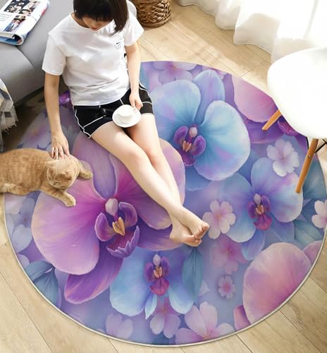 Tapis rond orchidée lavable pour simplifier l'entretien - 8