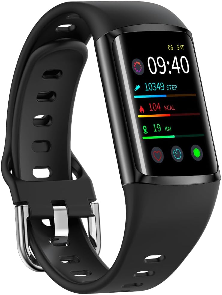 FITVII Health Fitness Tracker with 24/7 Heart Rate, Blood Pressure and Blood Oxygen Monitor, Sleep Tracking Pedometer Step Calories Counter IP68 Waterproof Activity Tracker for Women Men