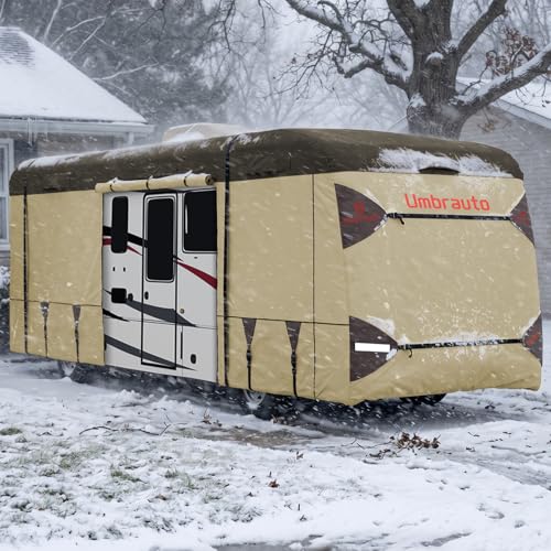 Umbrauto Class A RV Cover 34' ~ 37' – Upgraded Heavy-Duty 9-Layers Top Class A Motorhome Cover, Windproof & Breathable Toy Hauler Travel Trailer Covers Includes 3 Extra Straps & Gutter Covers