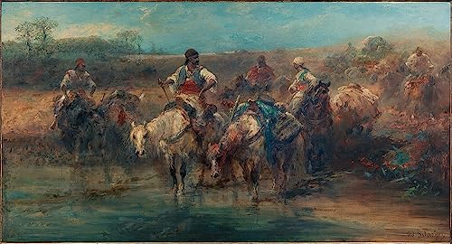 Toile Adolf Schreyer Bedouins a l'abreuvoir impression haute definition decoration murale