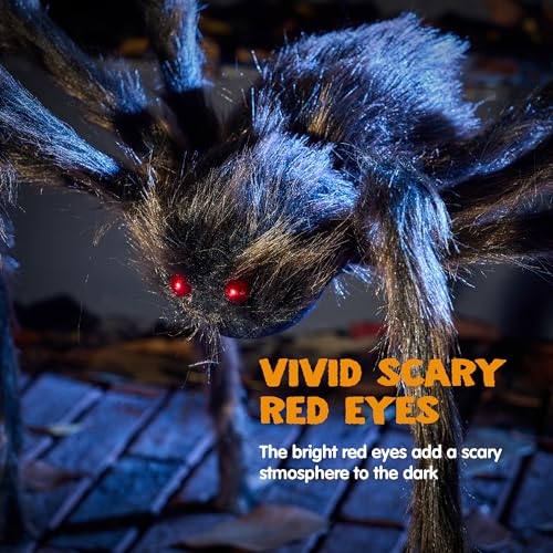 Image of JOYIN 5ft Halloween Spider Outdoor Decorations, Scary Giant Large Spider Props for Halloween Outside Decor, Indoor Party Supplies and Yard Lawn Decoration, Brown