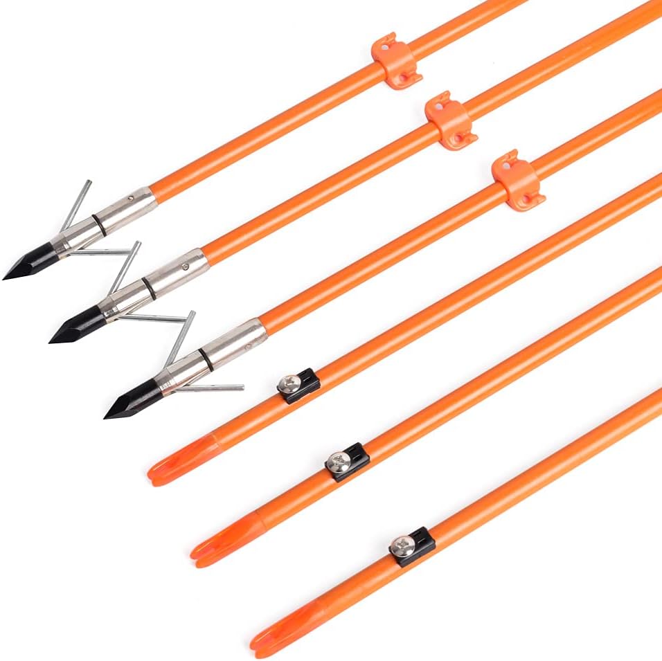 Elong Bow Fishing 32 Inch 5/16" Hunting Arrows Archery Fiberglass Arrows with Safety Slides Broadheads