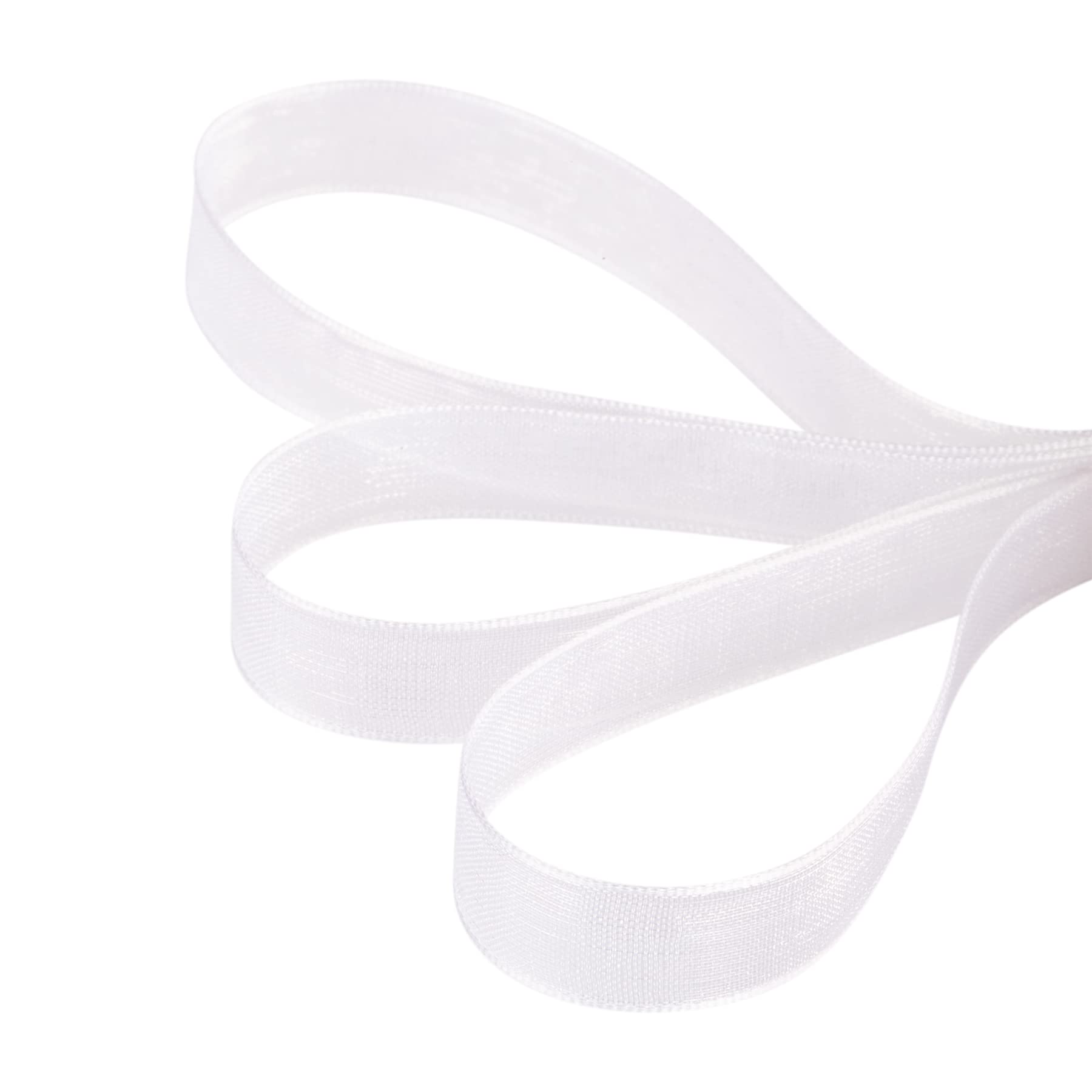 Ribbonitlux 9mm Sheer Organza Ribbon, White Shimmer Chiffon Ribbon 45M-Roll - Image 3