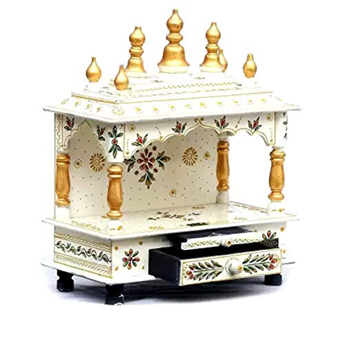 Temple de maison en bois avec étagères et tiroir de rangement sacré