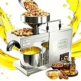 Prensa Aceite 1000w,Control Temperatura MáQuina Prensa Aceite AutomáTica,MáQuina De Prensado De Aceite Comercial,4-7kg/H,para Cacahuetes,Frutos Secos,Sésamo,Se Puede Prensar en Caliente o en Frío