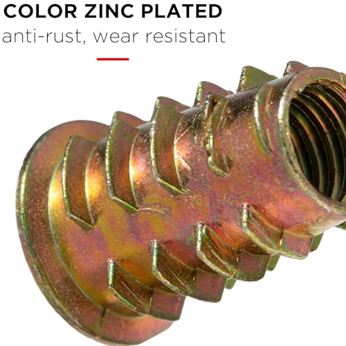 YoiYee M8 x 20mm Wood Insert Hex Socket Nuts – Threaded Flanged Hex ...