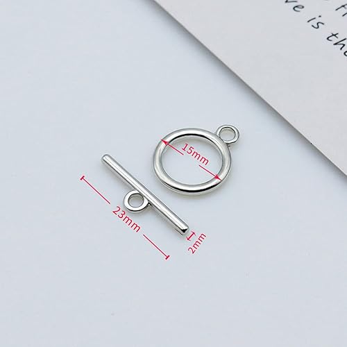 Miniatura 3 de 40 juegos de cierres de palanca de aleación de metal de cierre redondo, broches circulares de barra en T y conectores para joyería de manualidades