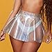 Women's Flared Pleated Skirts Shiny See Through Mini Skirt High Waist Clubwear Novelty Skirt for Women