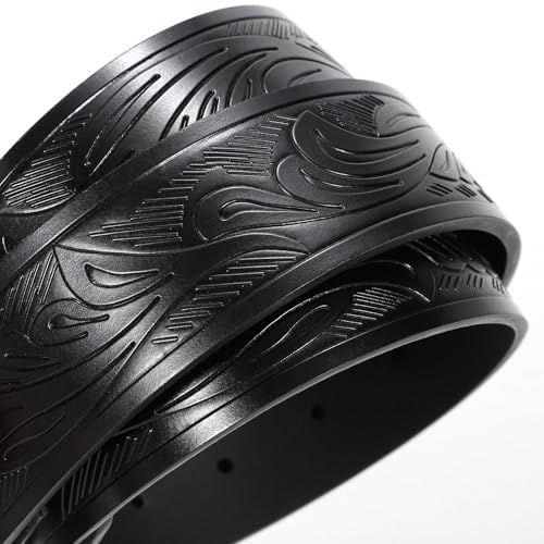 SANSTHS Western Belt Cowboy Belts for Men Women, Western Leather Belts Bull Buckle Belt Embossed Leather Belt for Jeans4